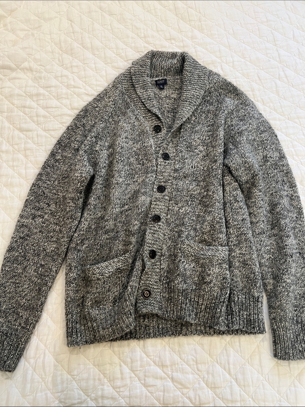 J. Crew Shawl Collar Gray Knit Sweater Cardigan